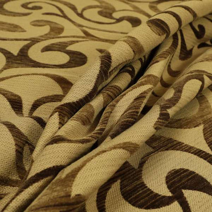 Designer Floral Swirls Brown Beige Pattern Fabrics Curtains Covers Upholstery Material PSS291215-93