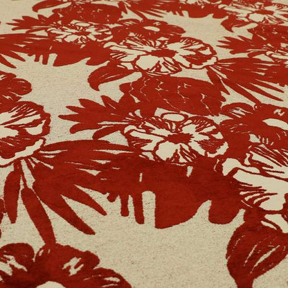 Red White Floral Design Velvet Upholstery Fabrics PSS300915-52