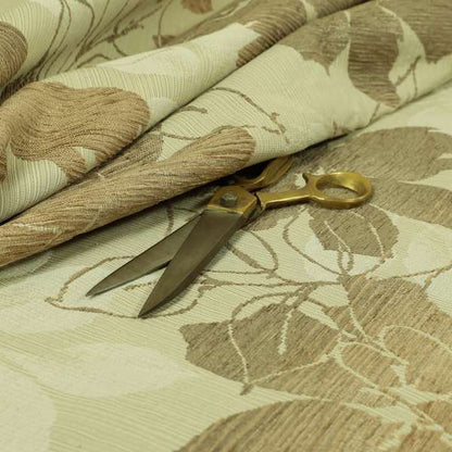 Brown Colour Floral Design Upholstery Fabric PSS300915-58