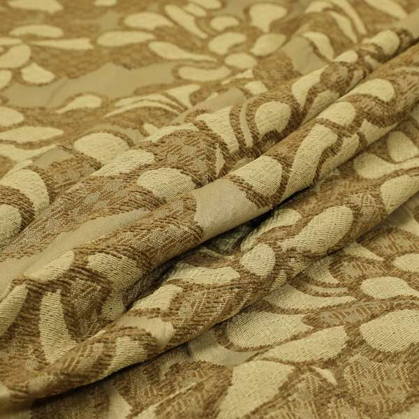 Flower Patterns New Fawn Brown Beige Patterned Fabric Curtain Covers Upholstery Material PSS301215-72