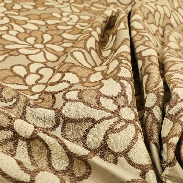 Designer Floral Flower Brown Beige Pattern Fabric Curtain Chair Cover Upholstery Material PSS301215-75