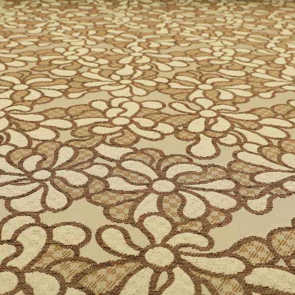 Designer Floral Flower Brown Beige Pattern Fabric Curtain Chair Cover Upholstery Material PSS301215-75