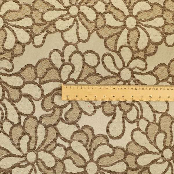 Designer Floral Flower Brown Beige Pattern Fabric Curtain Chair Cover Upholstery Material PSS301215-75