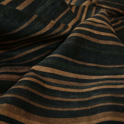 Pandora Vertical Stripes Pattern Soft Chenille Like Velvet Fabric Brown Honey Gold Shade Colour - Handmade Cushions