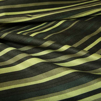 Pandora Vertical Stripes Pattern Soft Chenille Like Velvet Fabric Lime Green Shade Colour