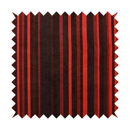 Pandora Vertical Stripes Pattern Soft Chenille Like Velvet Fabric Red Shade Colour - Roman Blinds