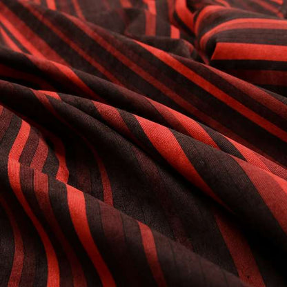 Pandora Vertical Stripes Pattern Soft Chenille Like Velvet Fabric Red Shade Colour - Roman Blinds