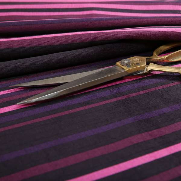 Pandora Vertical Stripes Pattern Soft Chenille Like Velvet Fabric Pink Shade Colour - Roman Blinds