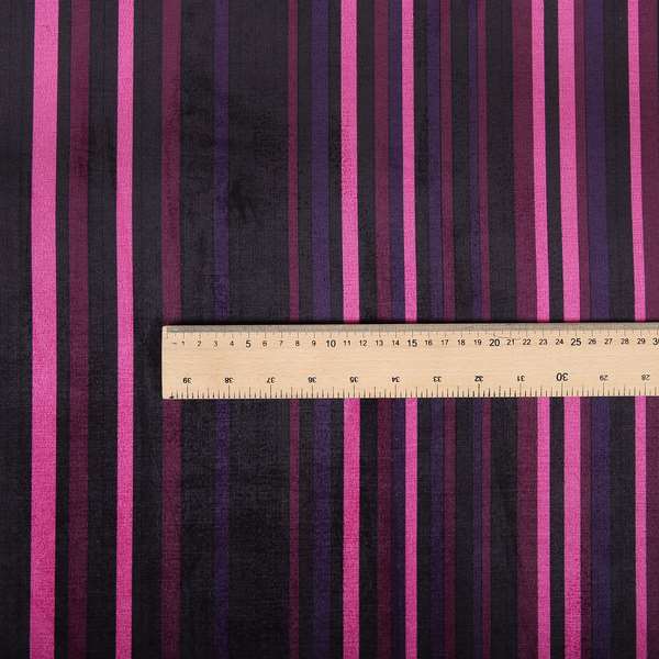 Pandora Vertical Stripes Pattern Soft Chenille Like Velvet Fabric Pink Shade Colour - Made To Measure Curtains