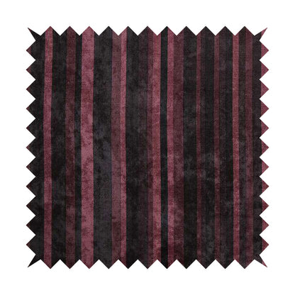 Pandora Vertical Stripes Pattern Soft Chenille Like Velvet Fabric Burgundy Shade Colour - Handmade Cushions