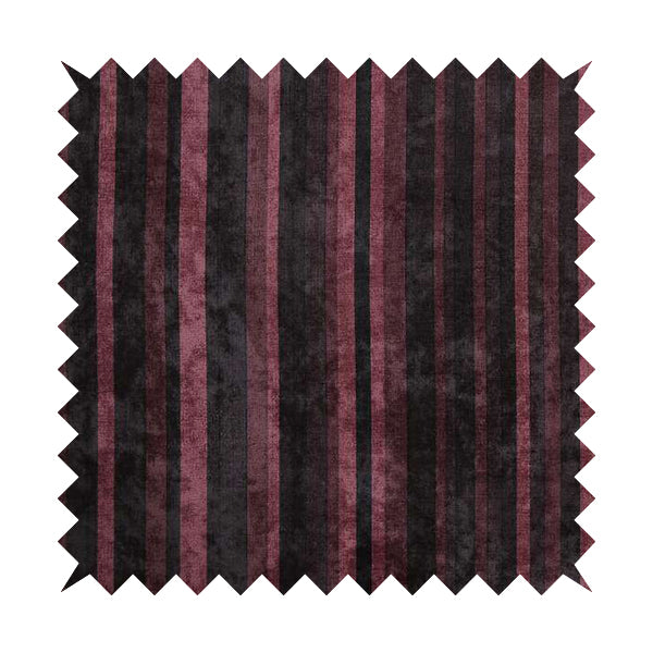 Pandora Vertical Stripes Pattern Soft Chenille Like Velvet Fabric Burgundy Shade Colour - Made To Measure Curtains