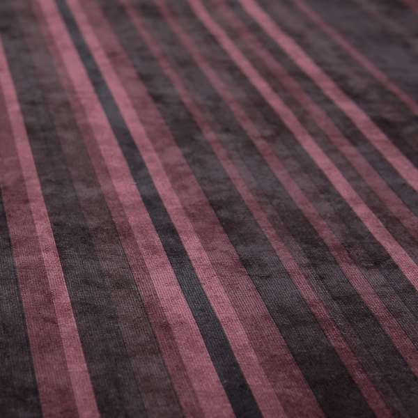 Pandora Vertical Stripes Pattern Soft Chenille Like Velvet Fabric Burgundy Shade Colour - Roman Blinds