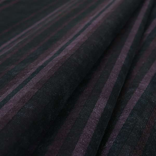 Pandora Vertical Stripes Pattern Soft Chenille Like Velvet Fabric Purple Shade Colour - Roman Blinds