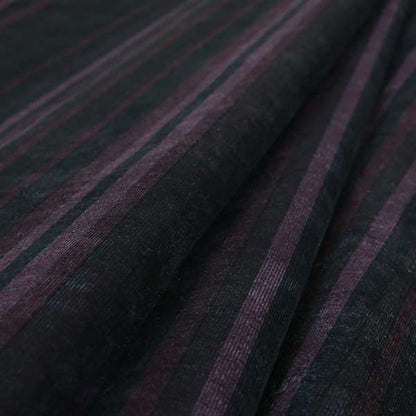 Pandora Vertical Stripes Pattern Soft Chenille Like Velvet Fabric Purple Shade Colour - Made To Measure Curtains