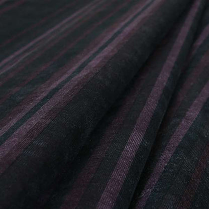 Pandora Vertical Stripes Pattern Soft Chenille Like Velvet Fabric Purple Shade Colour