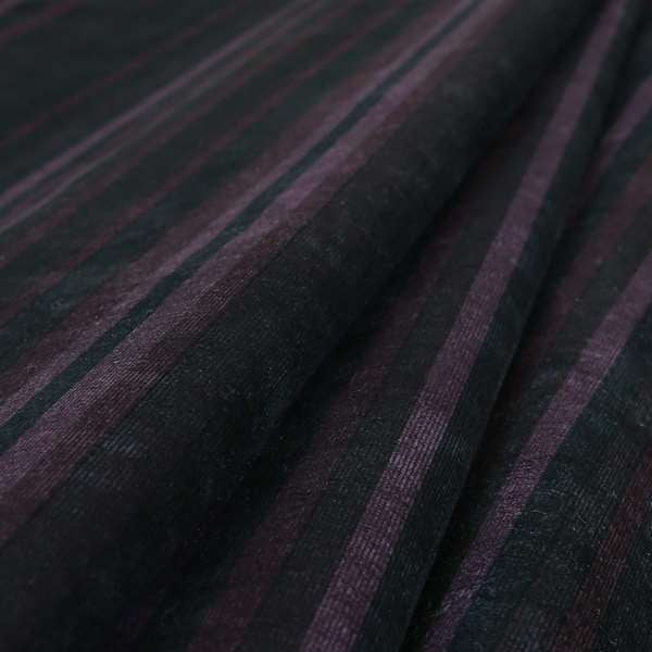 Pandora Vertical Stripes Pattern Soft Chenille Like Velvet Fabric Purple Shade Colour - Handmade Cushions