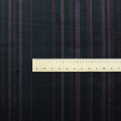 Pandora Vertical Stripes Pattern Soft Chenille Like Velvet Fabric Purple Shade Colour - Roman Blinds
