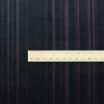 Pandora Vertical Stripes Pattern Soft Chenille Like Velvet Fabric Purple Shade Colour - Made To Measure Curtains