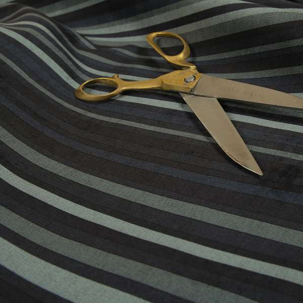 Pandora Vertical Stripes Pattern Soft Chenille Like Velvet Fabric Grey Charcoal Shade Colour - Made To Measure Curtains