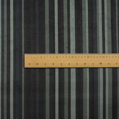 Pandora Vertical Stripes Pattern Soft Chenille Like Velvet Fabric Grey Charcoal Shade Colour - Handmade Cushions
