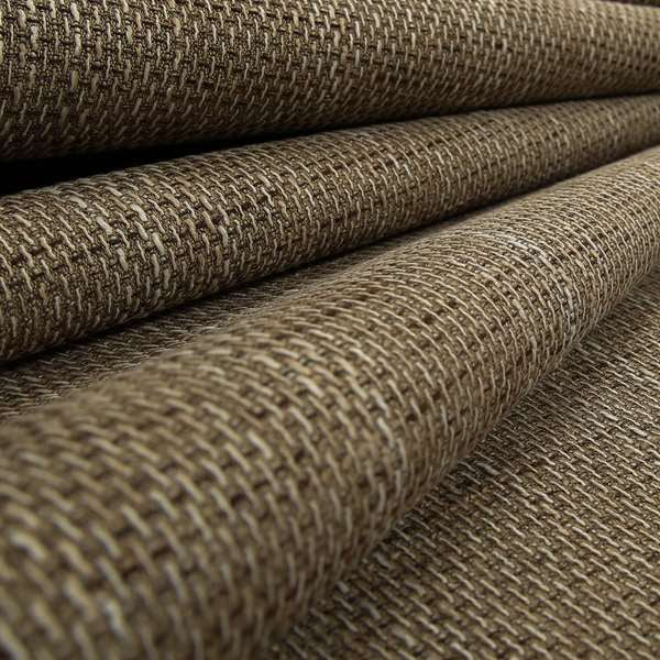 Perth Hopsack Textured Chenille Upholstery Fabric Caramel Brown Colour - Roman Blinds