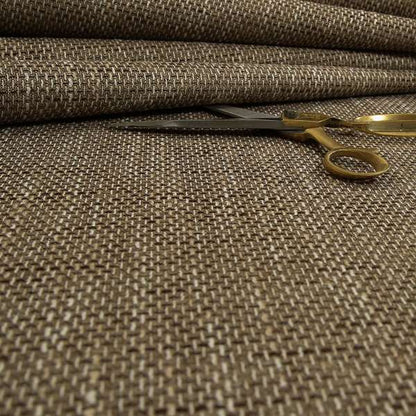 Perth Hopsack Textured Chenille Upholstery Fabric Caramel Brown Colour - Handmade Cushions