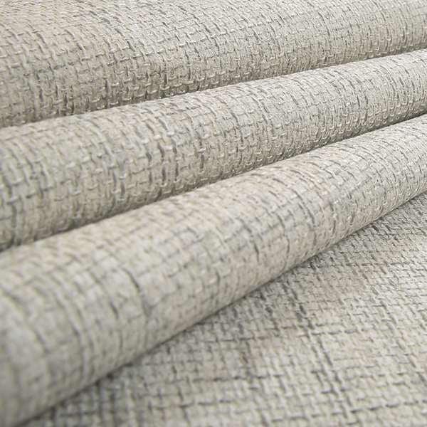Perth Hopsack Textured Chenille Upholstery Fabric Silver Colour - Roman Blinds