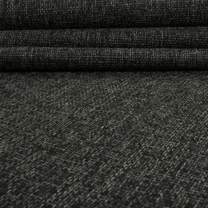 Perth Hopsack Textured Chenille Upholstery Fabric Charcoal Grey Colour - Roman Blinds