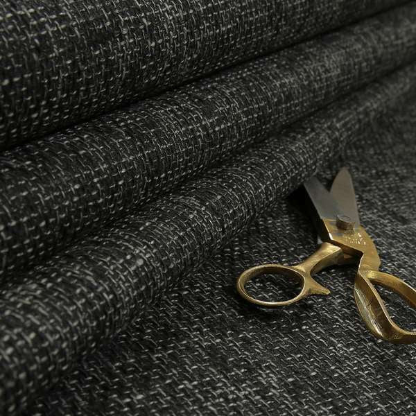 Perth Hopsack Textured Chenille Upholstery Fabric Charcoal Grey Colour - Roman Blinds