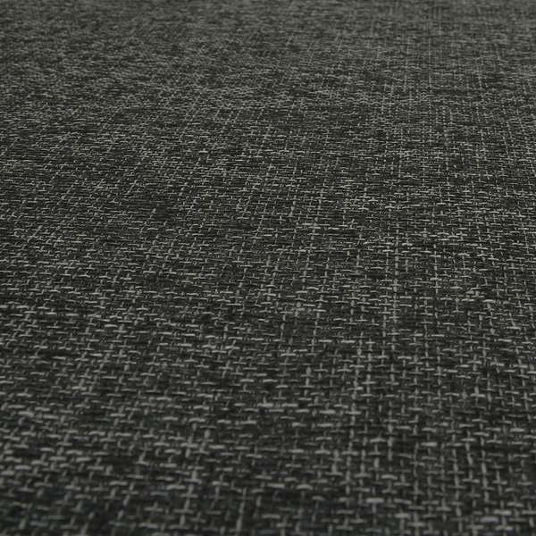 Perth Hopsack Textured Chenille Upholstery Fabric Charcoal Grey Colour