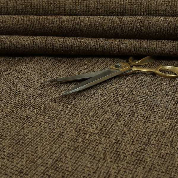 Perth Hopsack Textured Chenille Upholstery Fabric Brown Colour - Roman Blinds