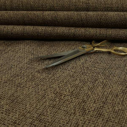 Perth Hopsack Textured Chenille Upholstery Fabric Brown Colour - Roman Blinds