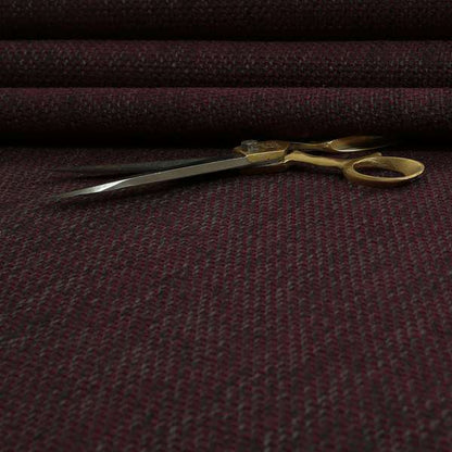 Perth Hopsack Textured Chenille Upholstery Fabric Burgundy Colour