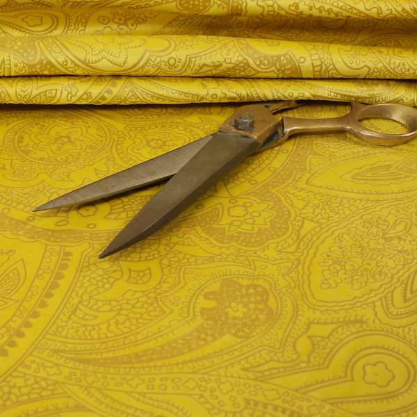 Phoenix Laser Cut Pattern Soft Velveteen Yellow Velvet Material Upholstery Curtains Fabric - Made To Measure Curtains