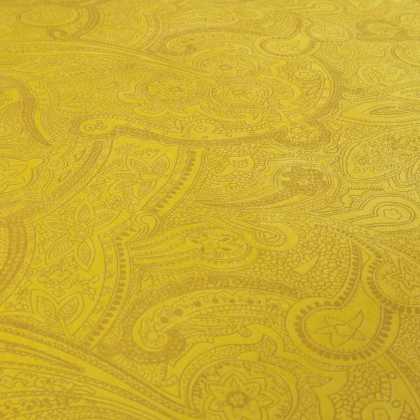 Phoenix Laser Cut Pattern Soft Velveteen Yellow Velvet Material Upholstery Curtains Fabric - Roman Blinds