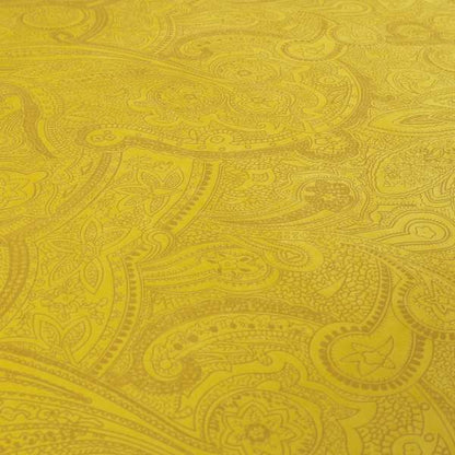 Phoenix Laser Cut Pattern Soft Velveteen Yellow Velvet Material Upholstery Curtains Fabric - Roman Blinds