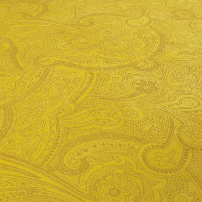 Phoenix Laser Cut Pattern Soft Velveteen Yellow Velvet Material Upholstery Curtains Fabric