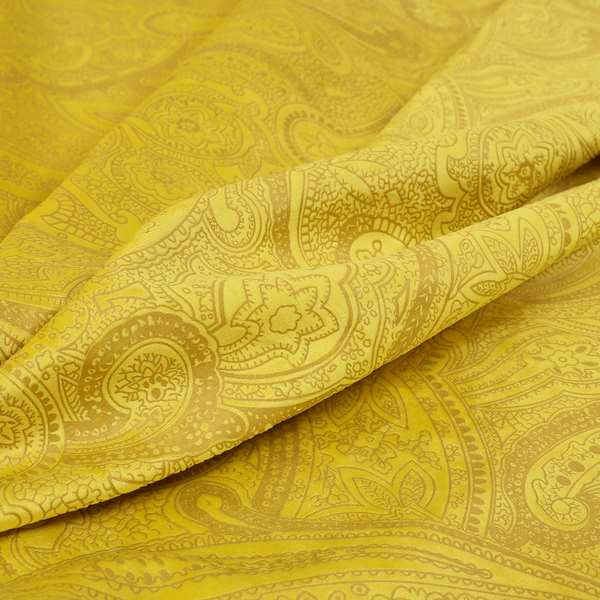 Phoenix Laser Cut Pattern Soft Velveteen Yellow Velvet Material Upholstery Curtains Fabric - Roman Blinds