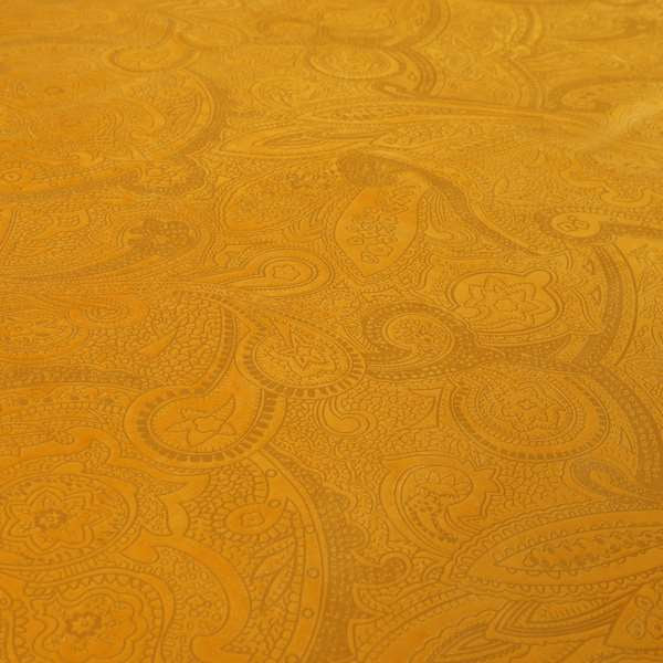 Phoenix Laser Cut Pattern Soft Velveteen Orange Mango Velvet Material Upholstery Curtains Fabric - Roman Blinds