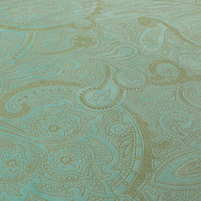 Phoenix Laser Cut Pattern Soft Velveteen Maya Blue Velvet Material Upholstery Curtains Fabric - Roman Blinds
