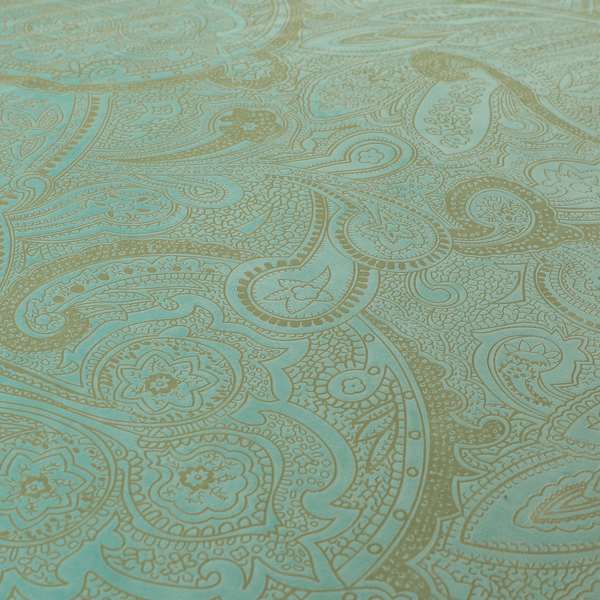 Phoenix Laser Cut Pattern Soft Velveteen Maya Blue Velvet Material Upholstery Curtains Fabric - Made To Measure Curtains