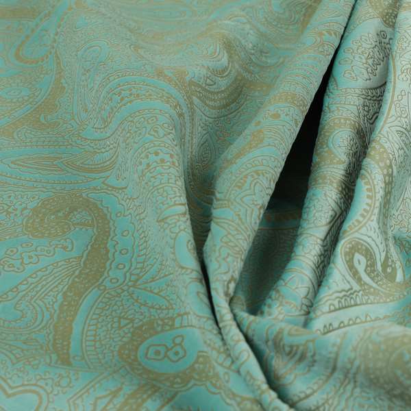 Phoenix Laser Cut Pattern Soft Velveteen Maya Blue Velvet Material Upholstery Curtains Fabric - Roman Blinds