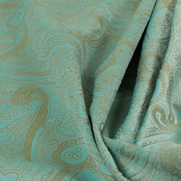 Phoenix Laser Cut Pattern Soft Velveteen Maya Blue Velvet Material Upholstery Curtains Fabric