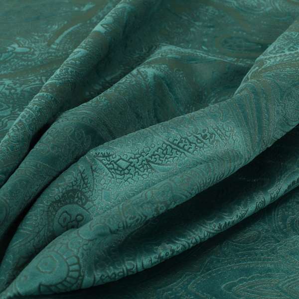 Phoenix Laser Cut Pattern Soft Velveteen Teal Velvet Material Upholstery Curtains Fabric - Made To Measure Curtains