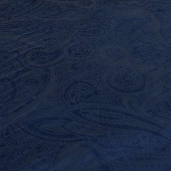 Phoenix Laser Cut Pattern Soft Velveteen Navy Blue Velvet Material Upholstery Curtains Fabric - Made To Measure Curtains