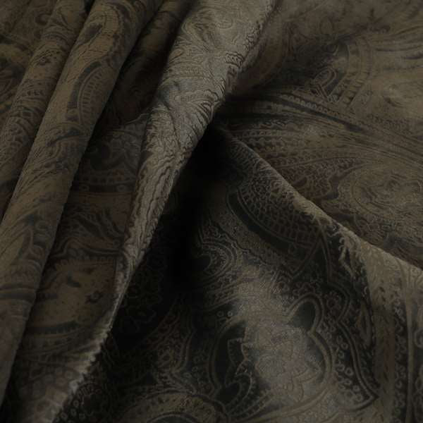 Phoenix Laser Cut Pattern Soft Velveteen Grey Velvet Material Upholstery Curtains Fabric - Roman Blinds