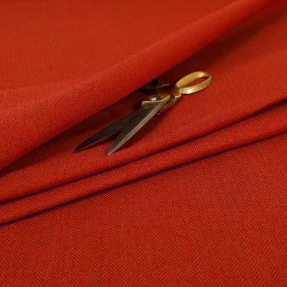 Pisa Herringbone Self Pattern Heavyweight Chenille Upholstery Fabric In Red Colour