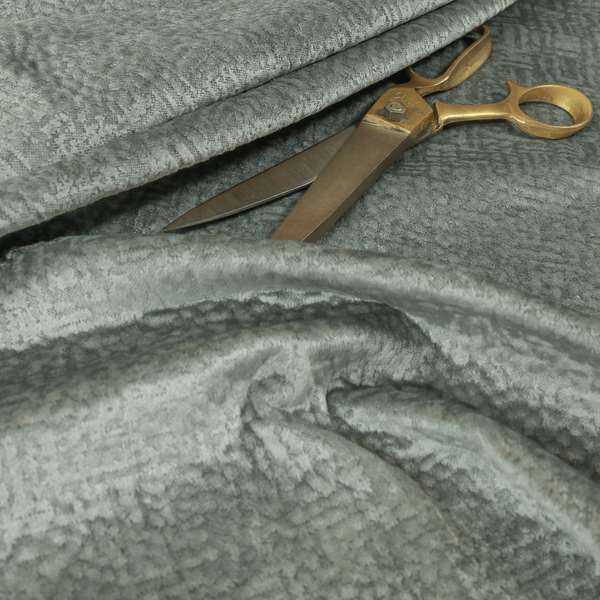 Plaza Opulence Soft Textured Velvet Furnishing Fabric In Grey - Made To Measure Curtains