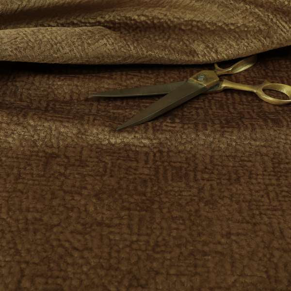 Plaza Opulence Soft Textured Velvet Furnishing Fabric In Golden Brown - Roman Blinds