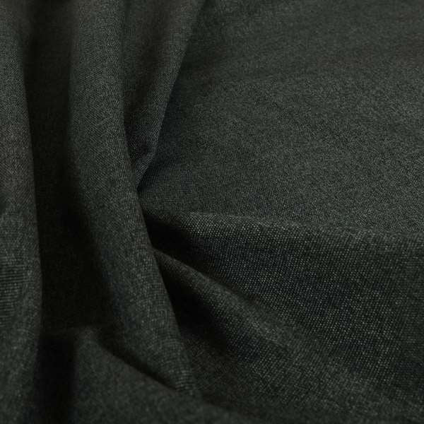 Prague Flat Weave Plain Dual Purpose Upholstery Curtain Black Grey Fabric - Roman Blinds